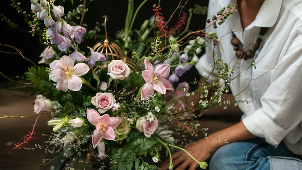 Một góc nhỏ ngập tràn hoa tươi tại workshop Padma De Fleur